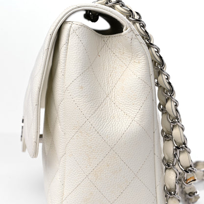 Chanel Caviar Quilted Jumbo Single Flap White 16 of 18