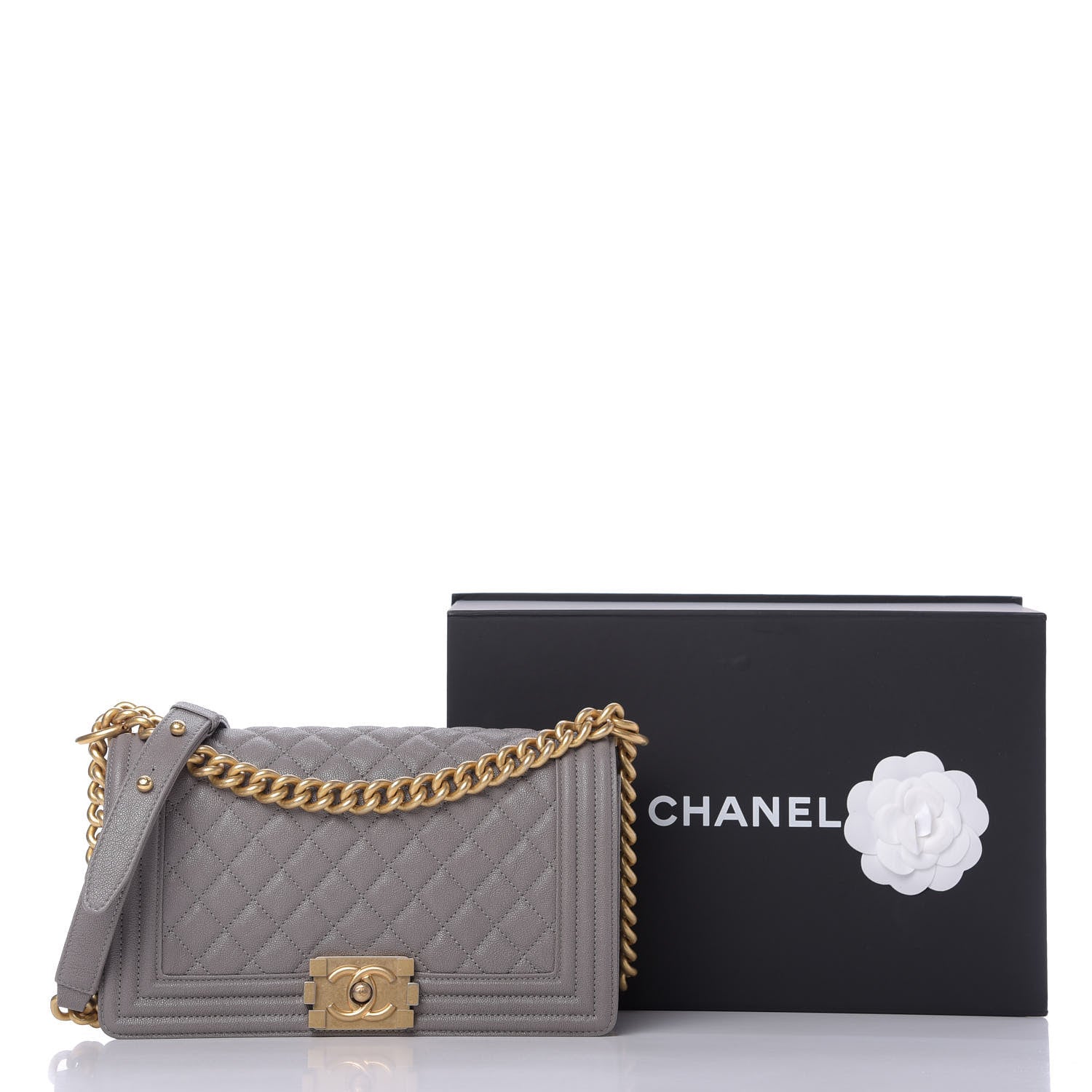 Chanel Caviar Quilted Medium Boy Flap Grey 10 of 10