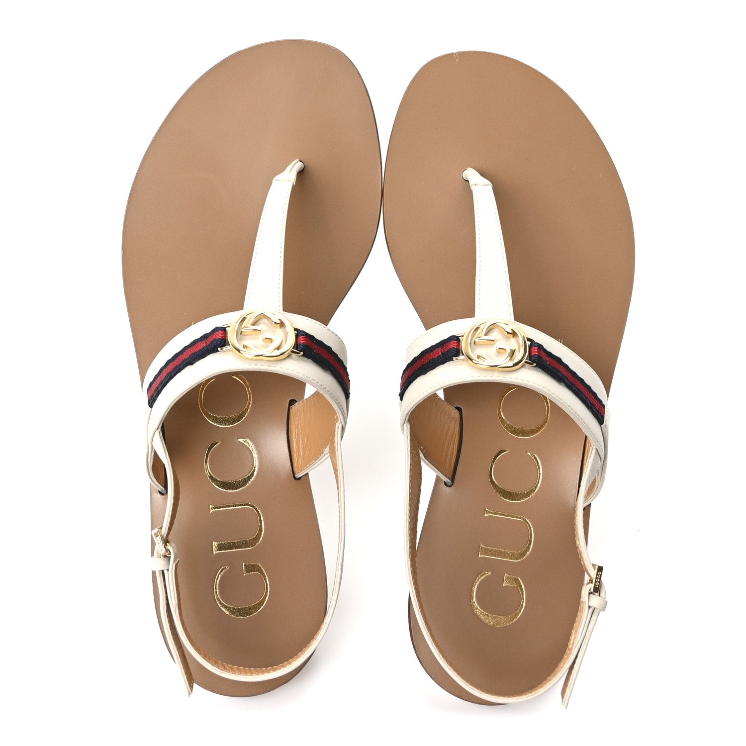 Gucci Cosmos Softy Nylon Web Interlocking G Womens New Kika Thong Sandals 37.5 Mystic White Blue Red 2 of 9