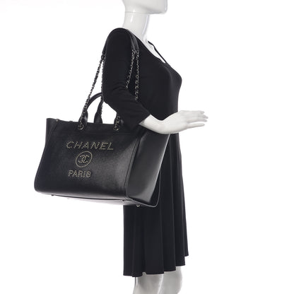 Chanel Caviar Medium Studded Deauville Tote Black 2 of 9