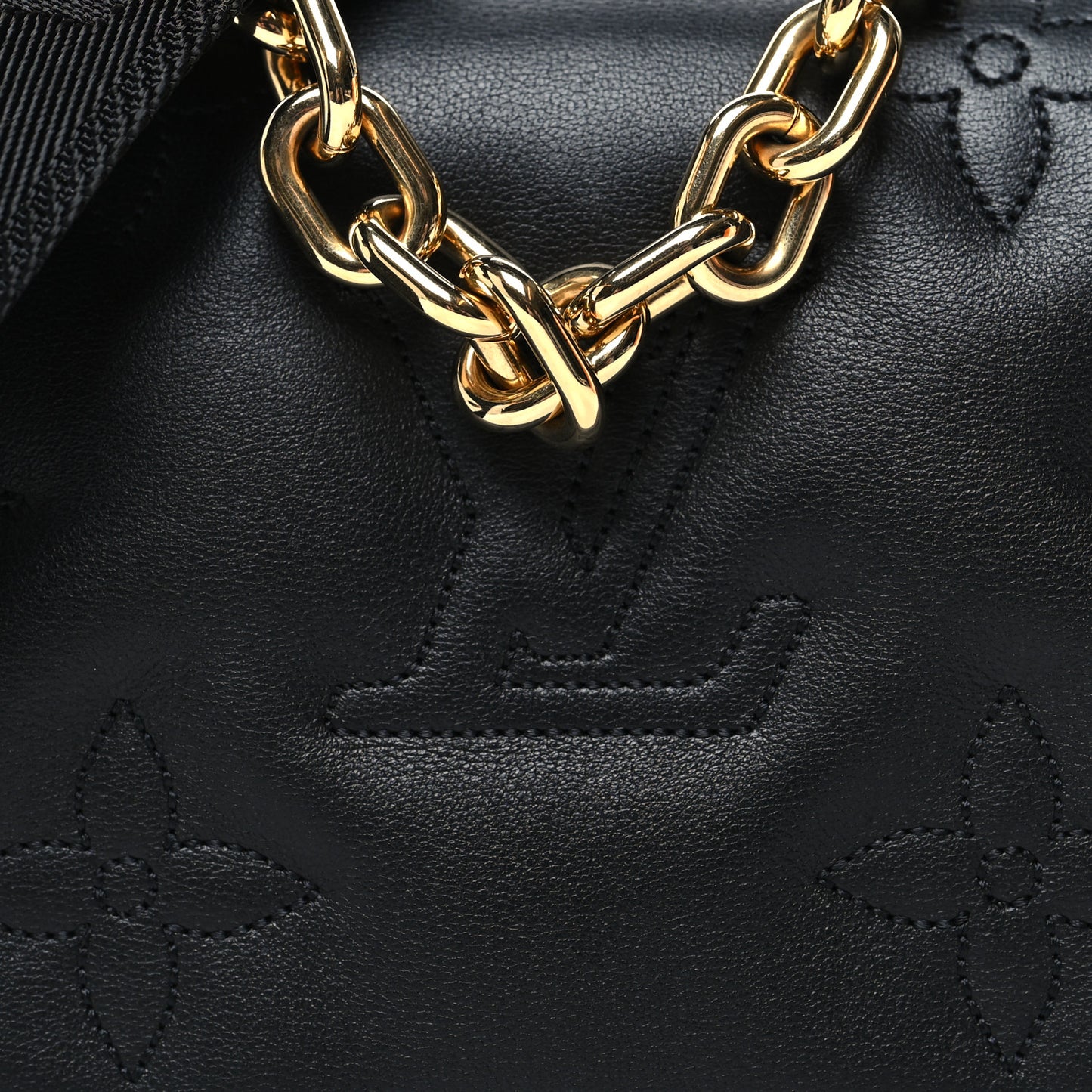 Calfskin Bubblegram Wallet On Strap Black