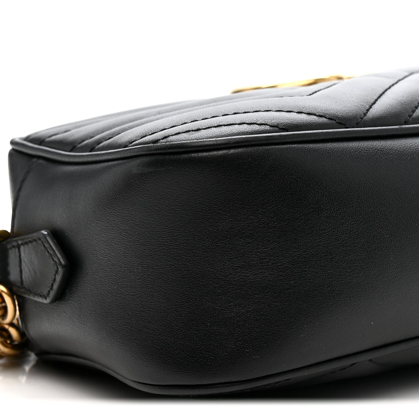 Calfskin Matelasse Small GG Marmont Chain Shoulder Bag Black