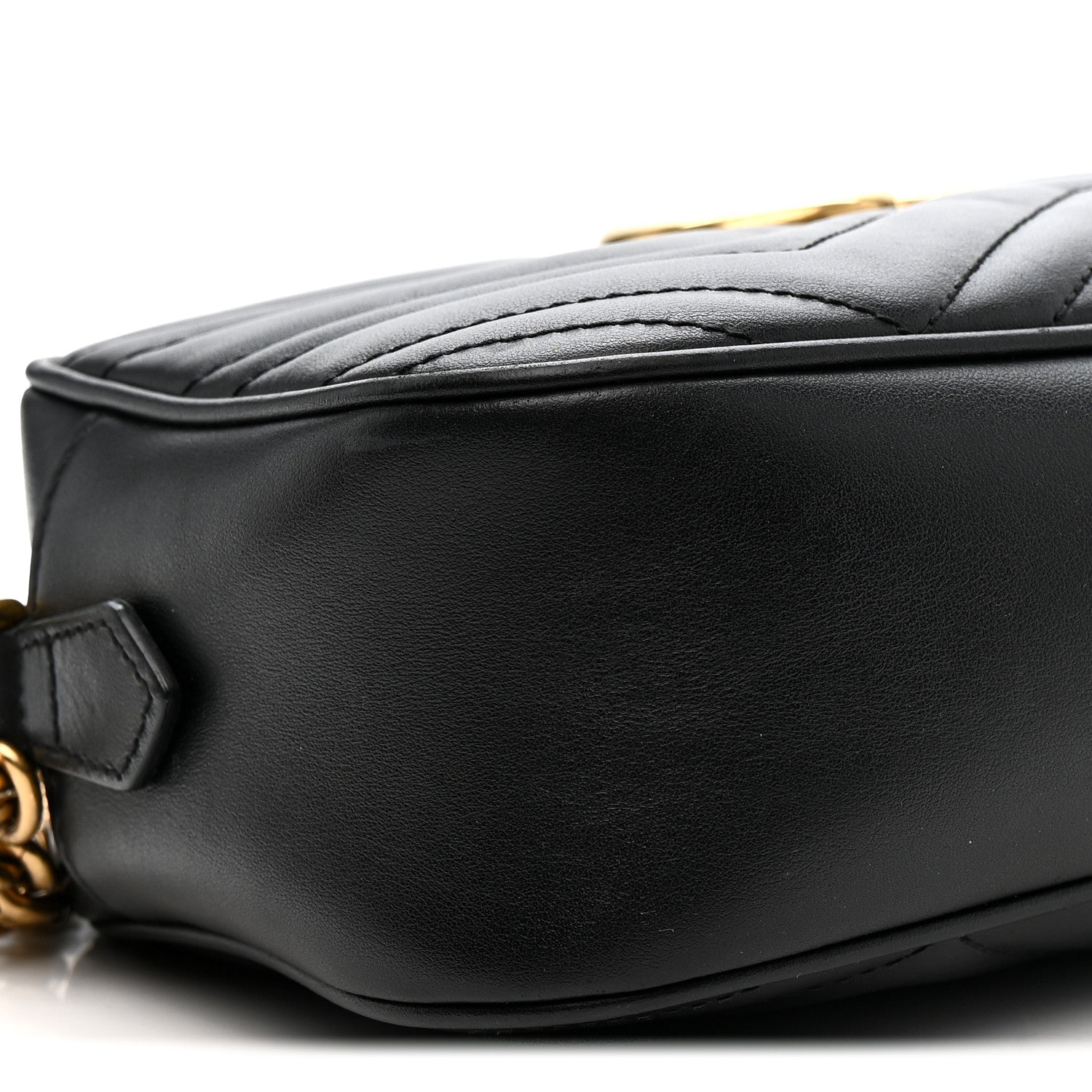 Gucci Calfskin Matelasse Small GG Marmont Chain Shoulder Bag Black 10 of 12