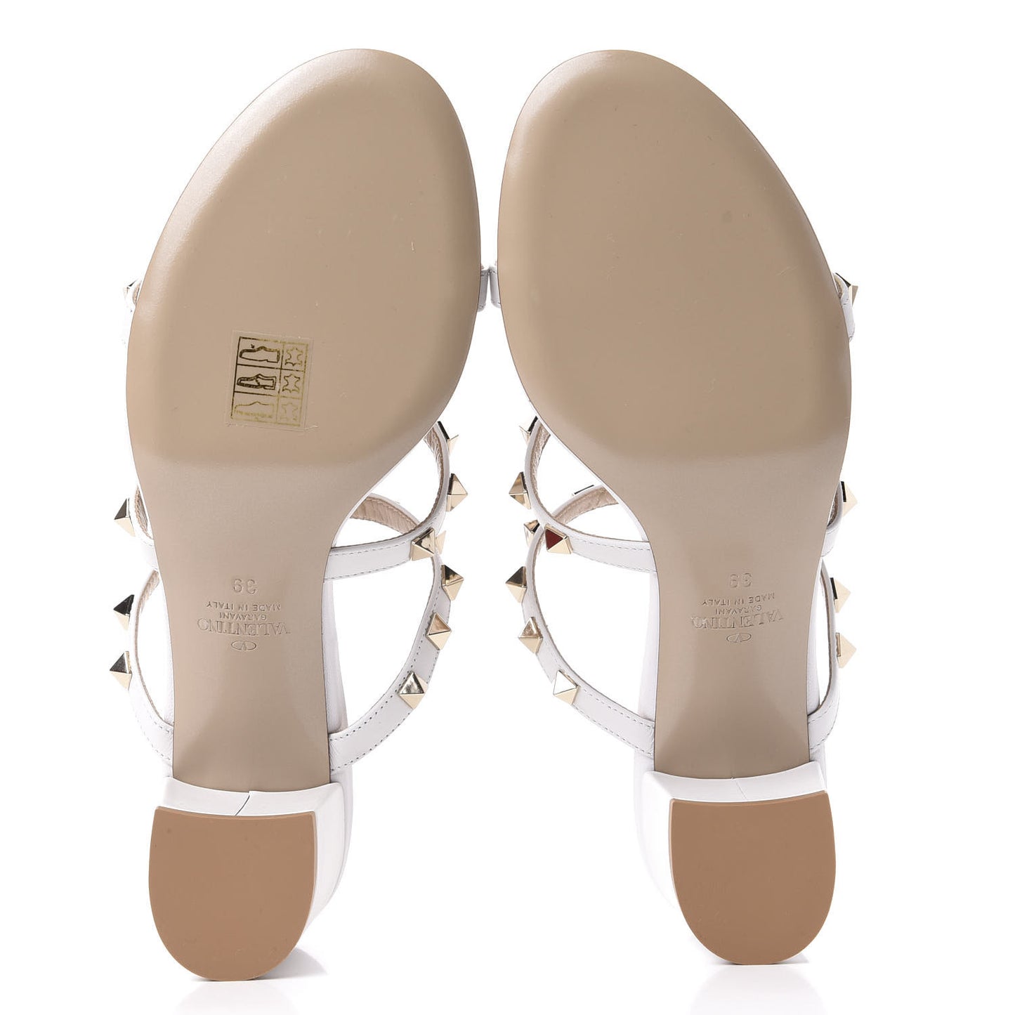 Calfskin Nappa Rockstud 60mm Caged Slide Sandals 39 Optic White
