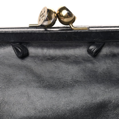 Chanel Glazed Calfskin Kisslock Frame Bag Black 11 of 16
