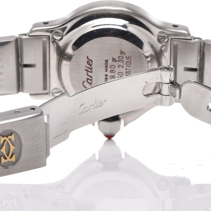 Cartier Stainless Steel 18K Yellow Gold Diamond 25mm Santos Octagon Automatic Watch Black 6 of 7