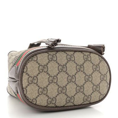 Gucci GG Supreme Monogram Web Mini Ophidia Bucket Bag Brown 4 of 11