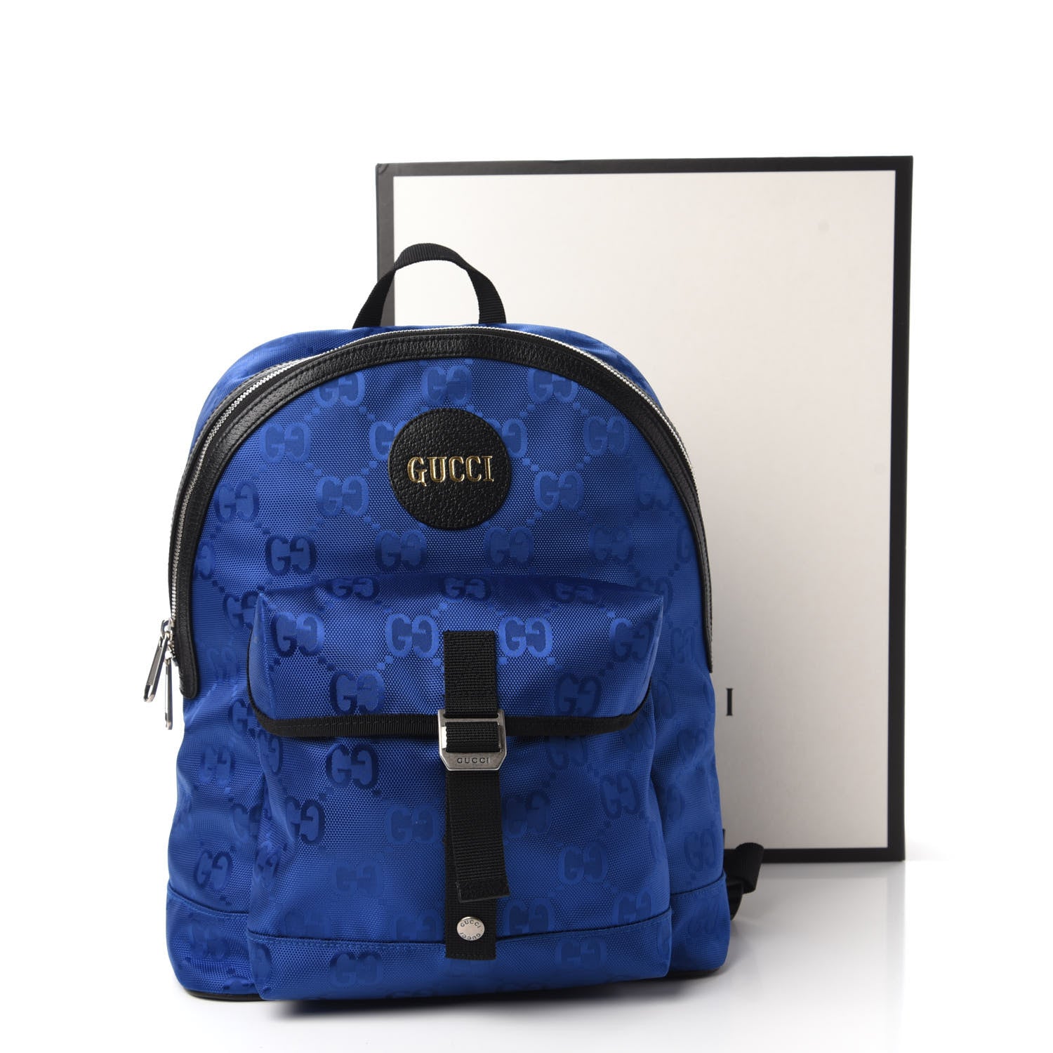 Gucci Econyl Nylon Monogram Off The Grid Backpack Guilted Blue Black 10 of 10