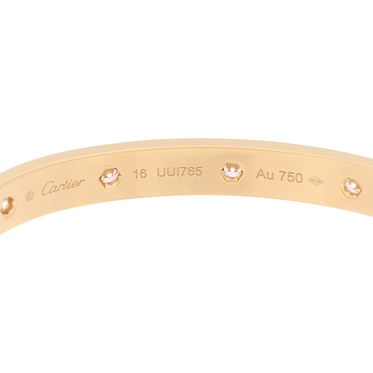 18K Yellow Gold 10 Diamond LOVE Bracelet 16