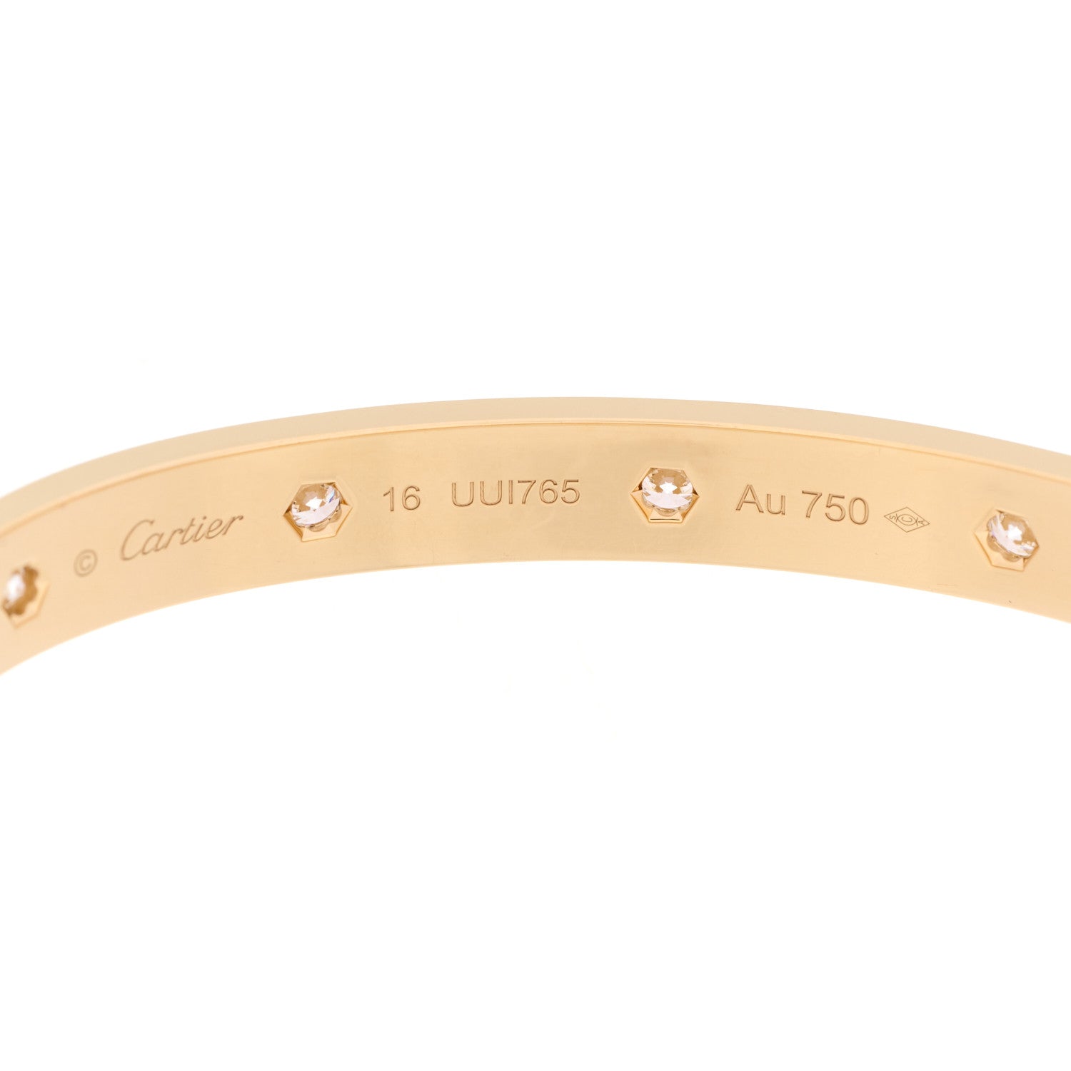Cartier 18K Yellow Gold 10 Diamond LOVE Bracelet 16 5 of 10