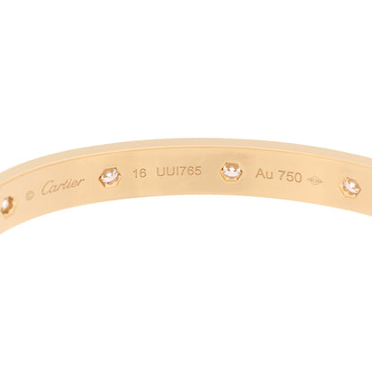 Cartier 18K Yellow Gold 10 Diamond LOVE Bracelet 16 5 of 10