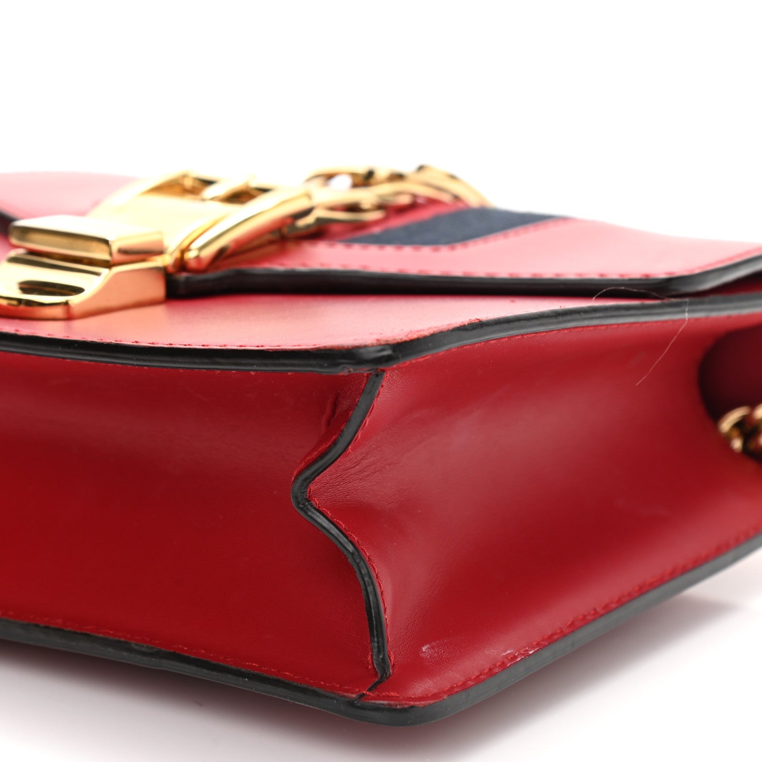 Gucci Calfskin Mini Sylvie Chain Shoulder Bag Hibiscus Red 11 of 12