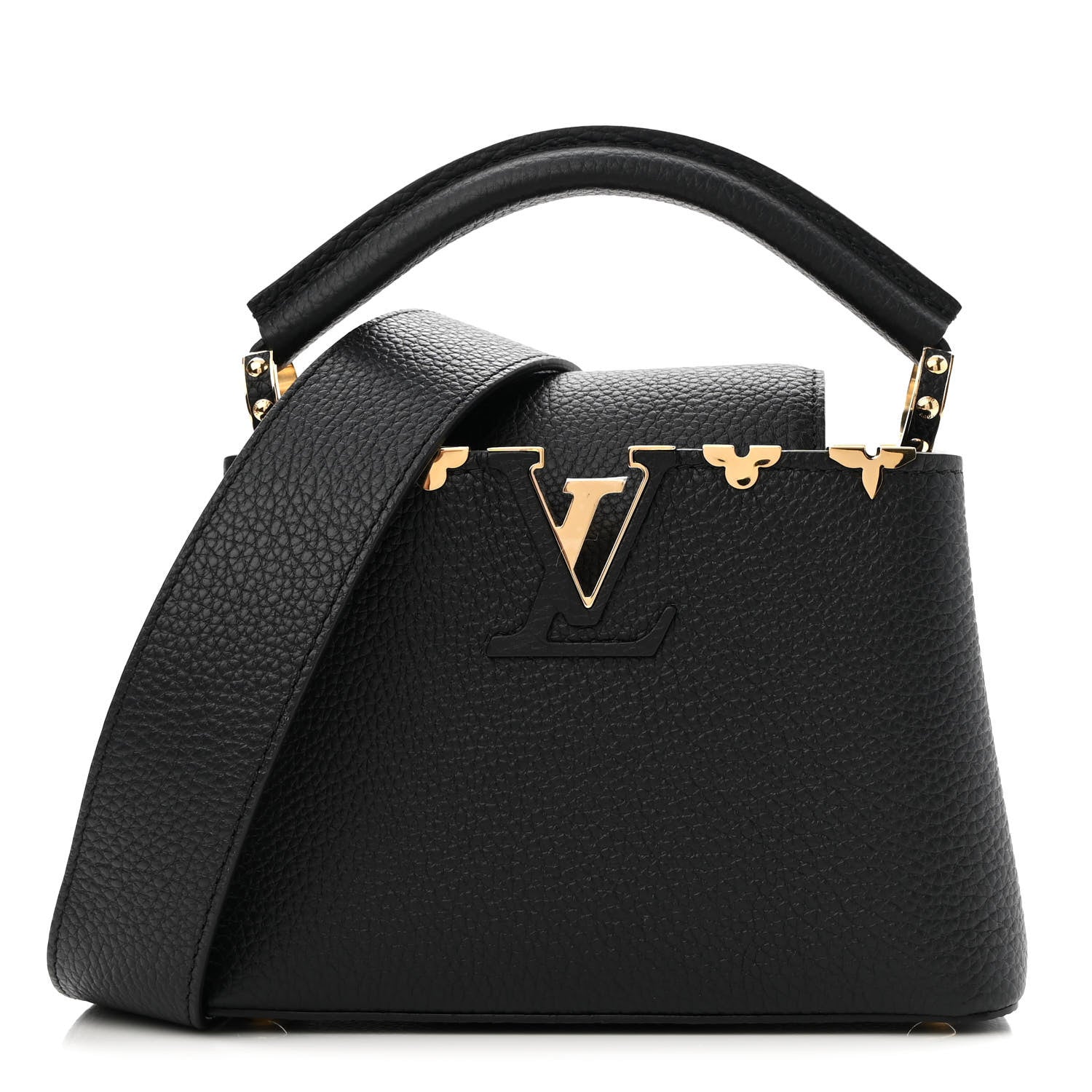 Louis Vuitton Taurillon Embellished Flower Crown Capucines Mini Black 1 of 8