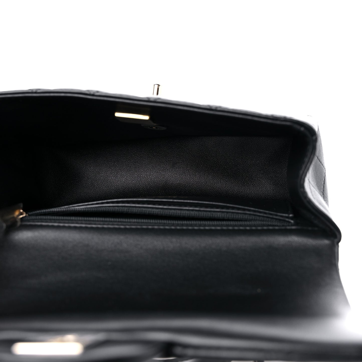 Lambskin Quilted Mini Top Handle Rectangular Flap Black