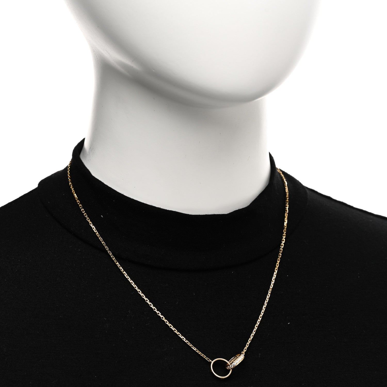 Cartier 18K Yellow Gold Diamond Interlocking LOVE Necklace 2 of 5