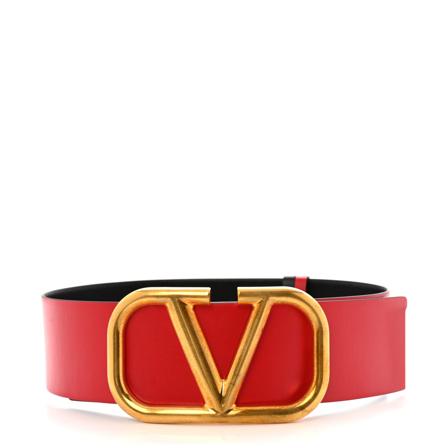 Glossy Calfskin 70mm VLogo Reversible Belt 75 30 Black Rouge Pur