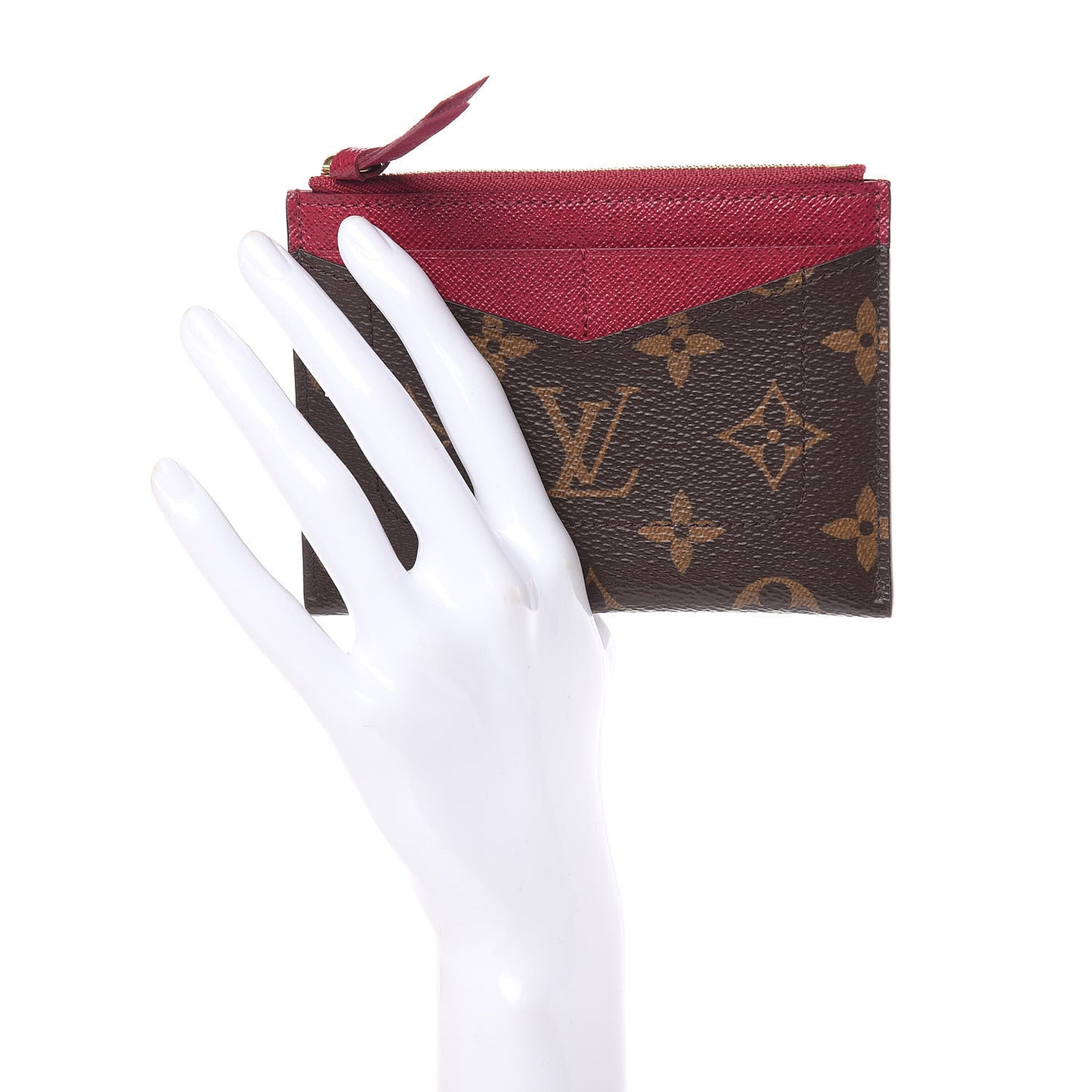 Monogram Zipped Card Holder Fuchsia