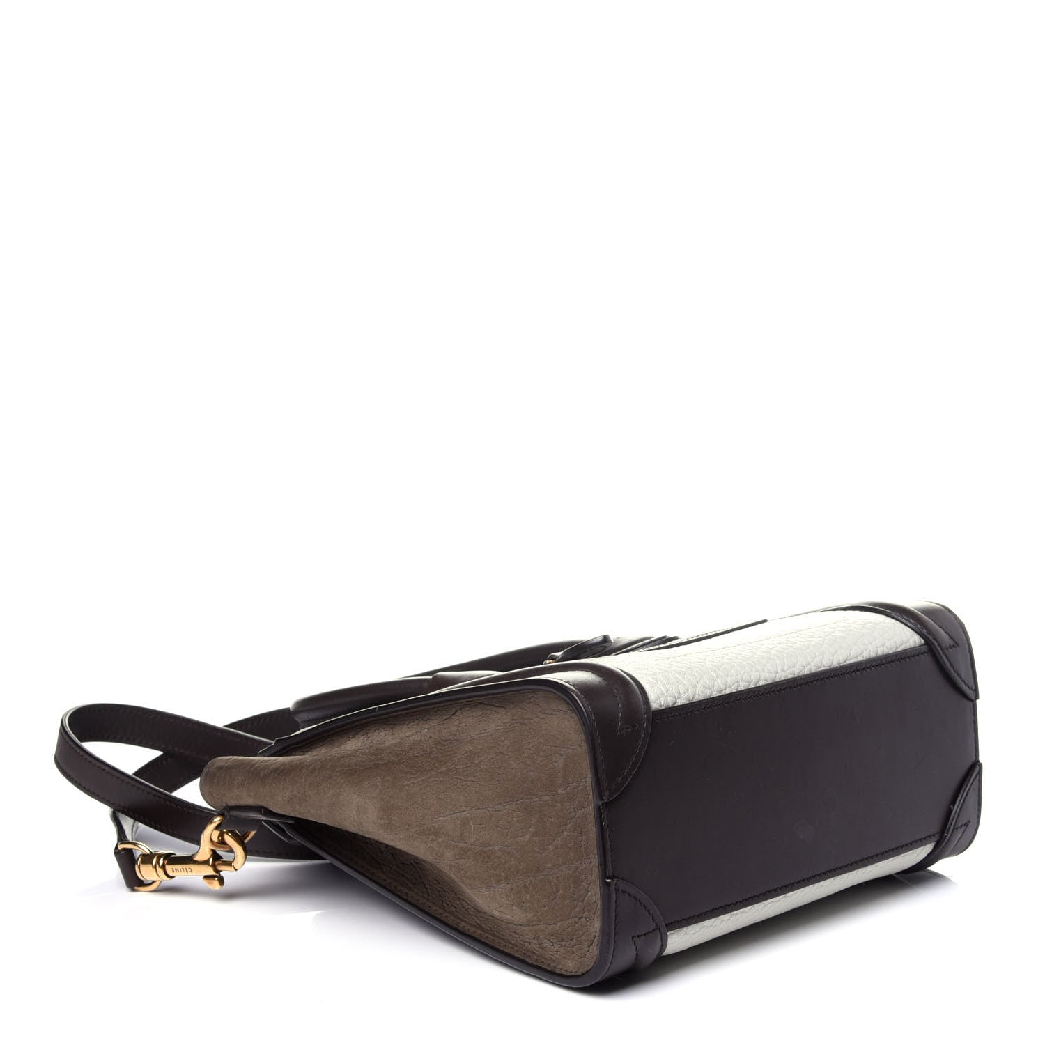 Celine Bullhide Calfskin Suede Nano Tri-Color Luggage White 5 of 14