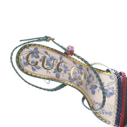 Gucci Malaga Kid Braided Haines High Heel Sandals 36.5 Emerald 9 of 10