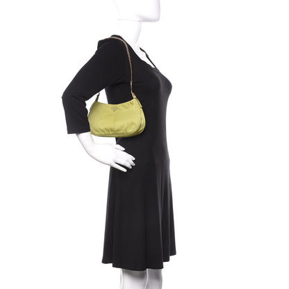 Prada Tessuto Nylon Chain Shoulder Bag Green 2 of 12