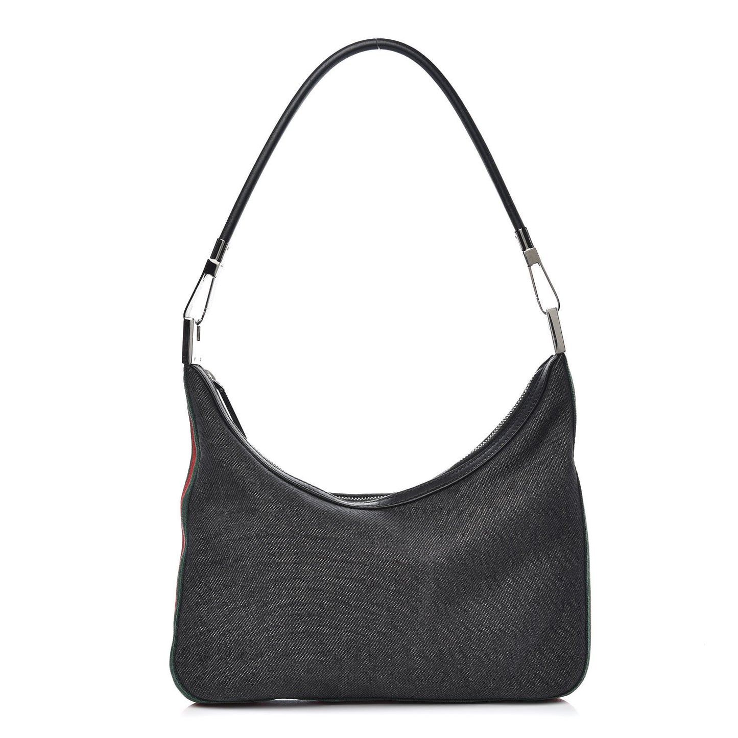 Denim Web Small Clasp Hobo Black