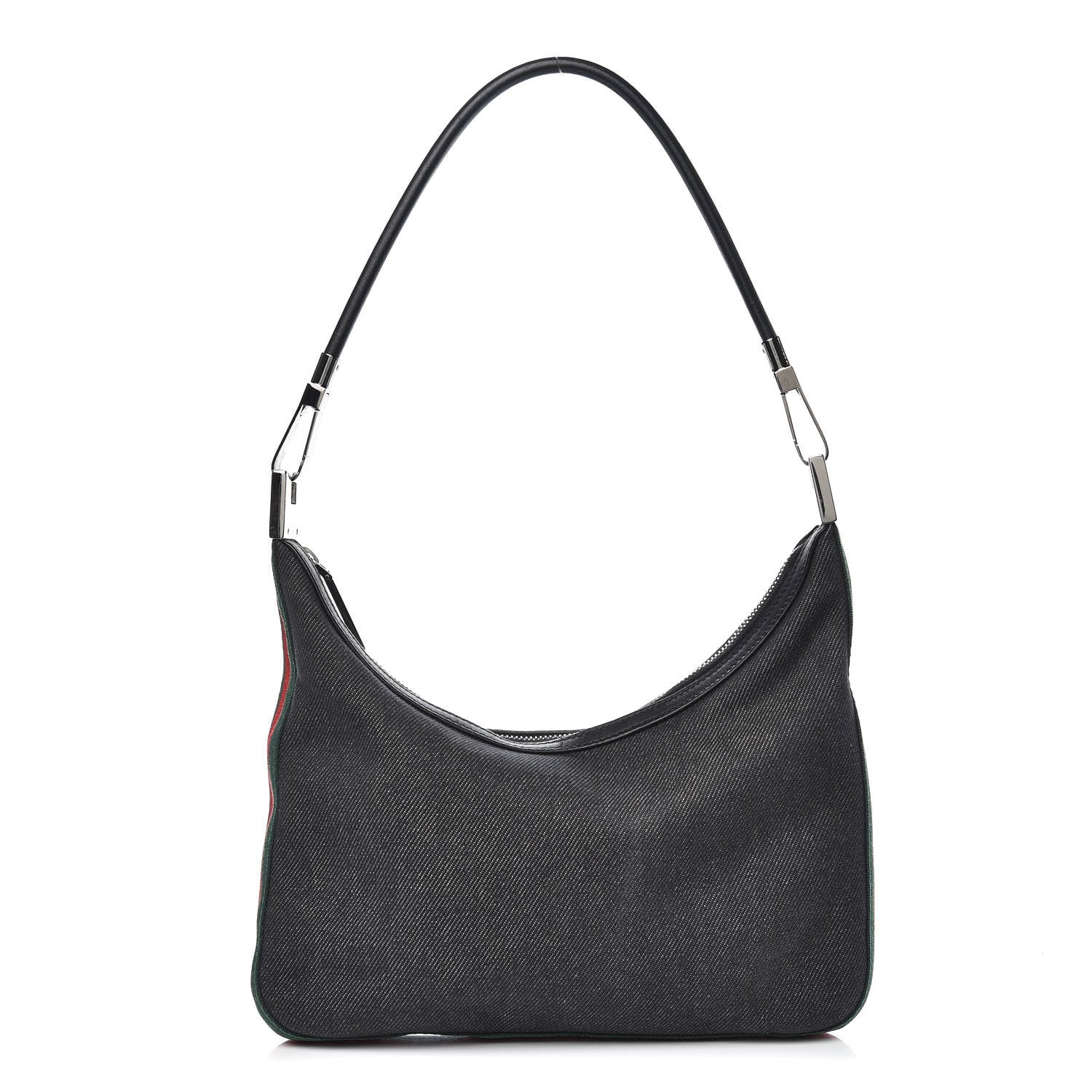 Gucci Denim Web Small Clasp Hobo Black 2 of 11