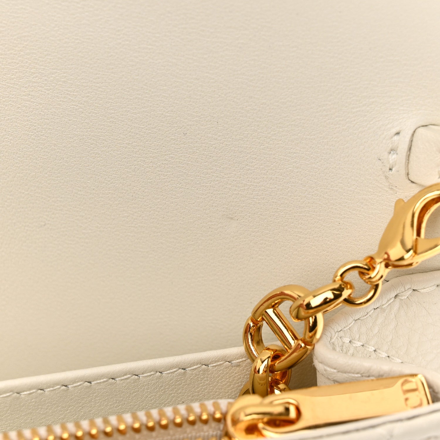 Christian Dior Supple Calfskin Caro Pouch with Chain Latte 11 of 12