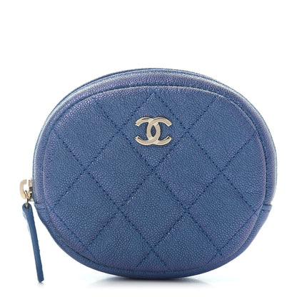 Chanel Iridescent Caviar Quilted Zip Around Classic Coin Purse Blue 1 of 4