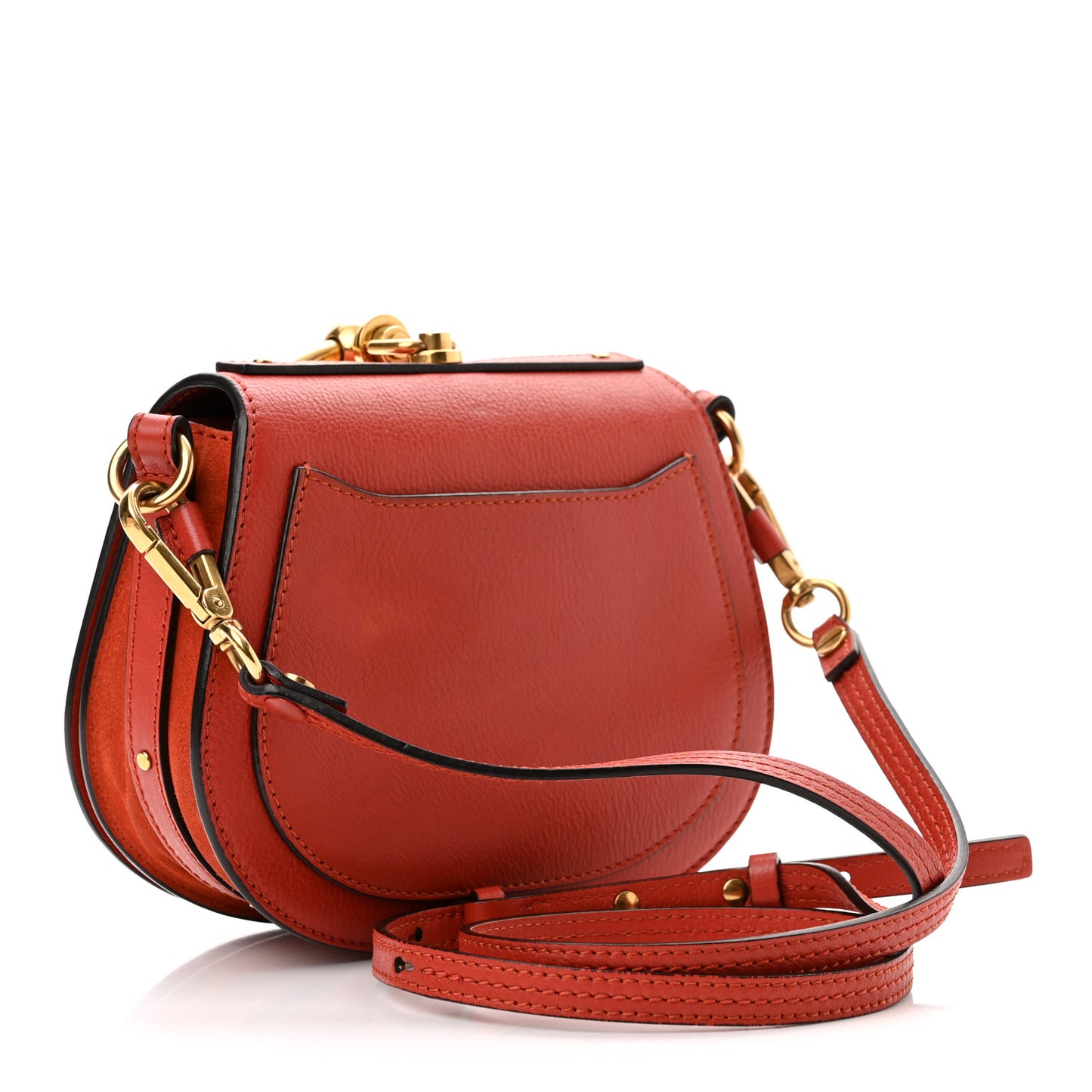 Calfskin Suede Small Nile Bracelet Bag Sepia Red