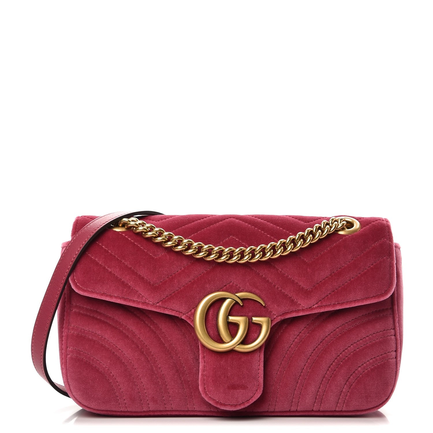 Gucci Velvet Matelasse Small GG Marmont Shoulder Bag Light Raspberry Rose 1 of 7