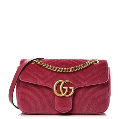 Gucci Velvet Matelasse Small GG Marmont Shoulder Bag Light Raspberry Rose 1 of 7