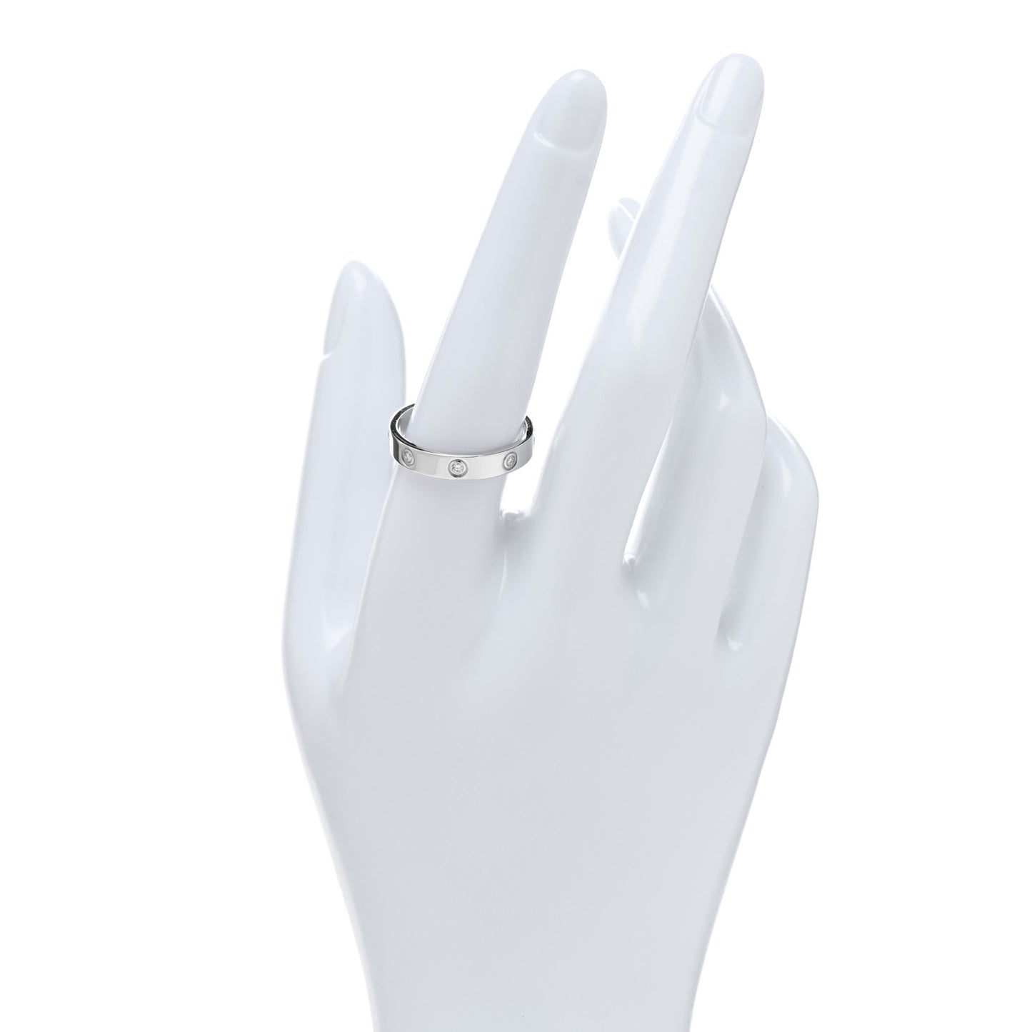 18K White Gold 8 Diamond 4mm Wedding Band LOVE Ring 58 8.5