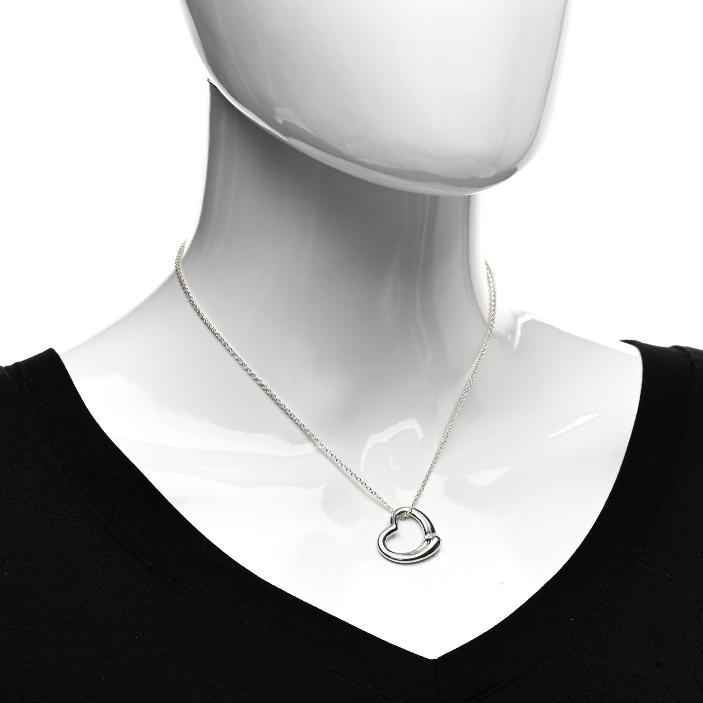 Sterling Silver 22mm Elsa Peretti Open Heart Pendant Necklace