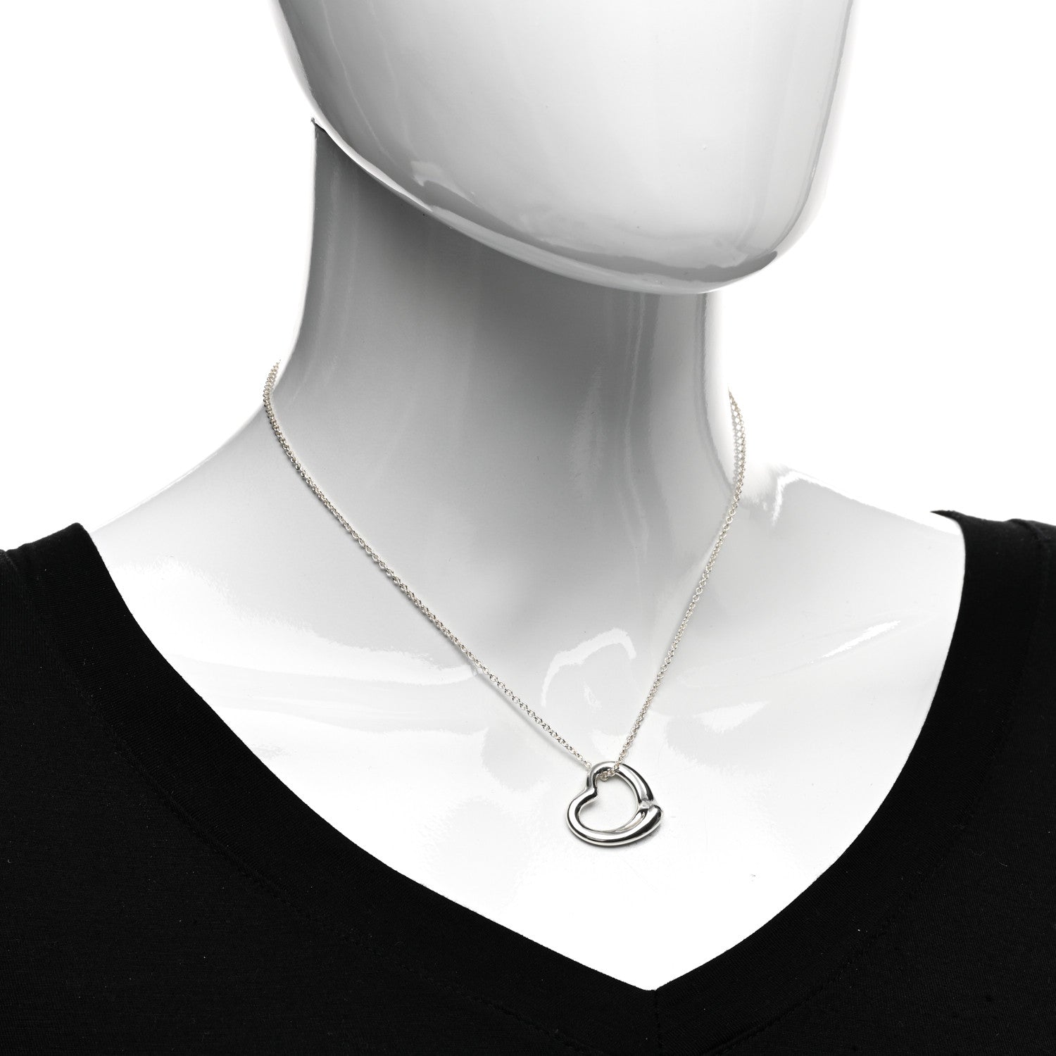 Tiffany Sterling Silver 22mm Elsa Peretti Open Heart Pendant Necklace 2 of 4