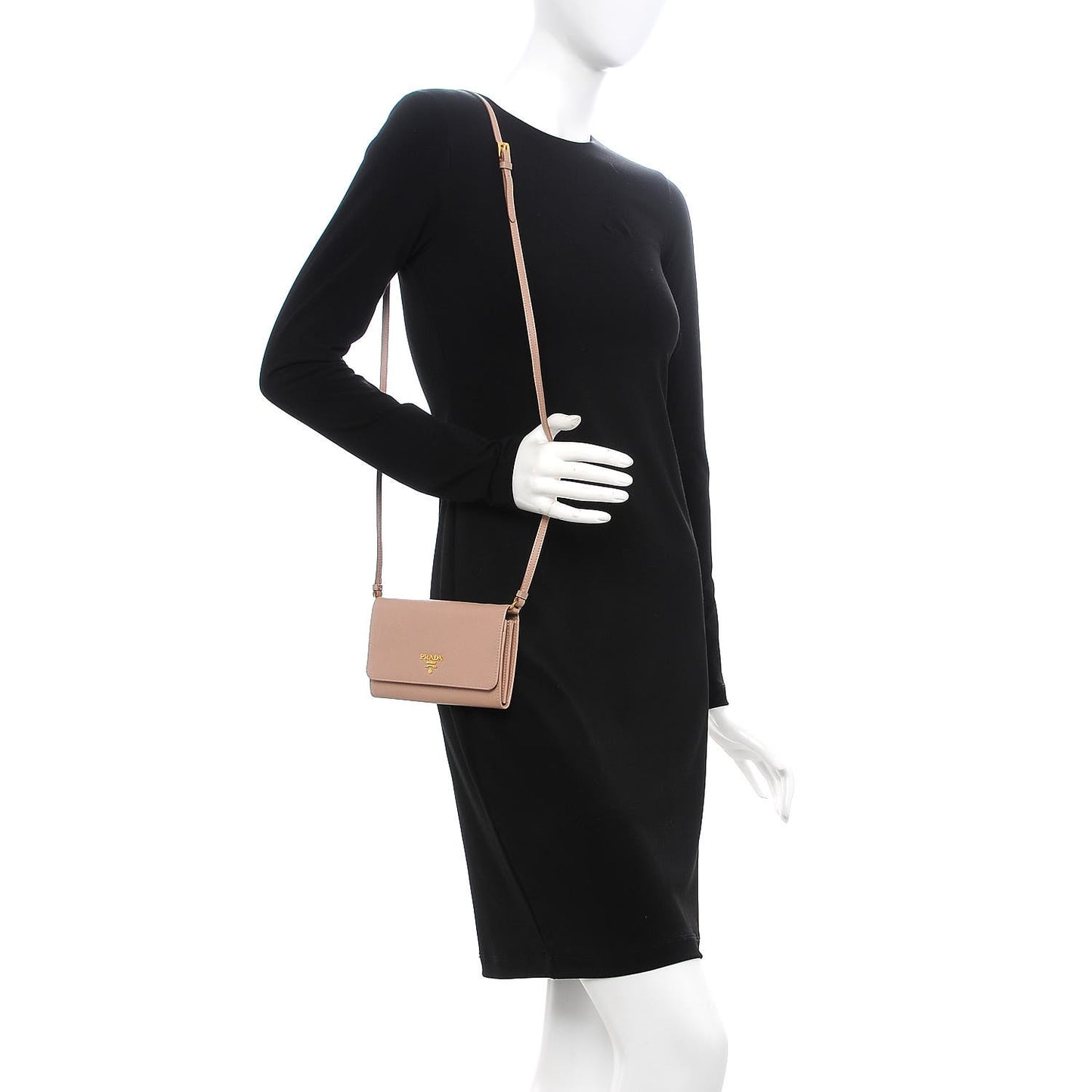 Saffiano Metal Flap Wallet with Strap Cammeo