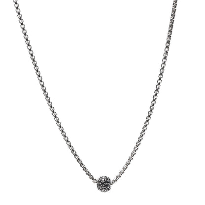 David Yurman Sterling Silver Black Diamond Pave Ball Pendant Necklace 1 of 5