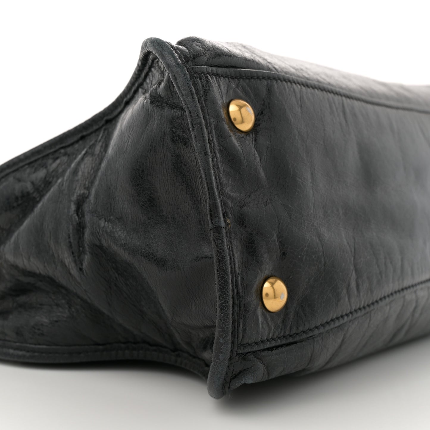 Vitello Shine Zip Tote Black