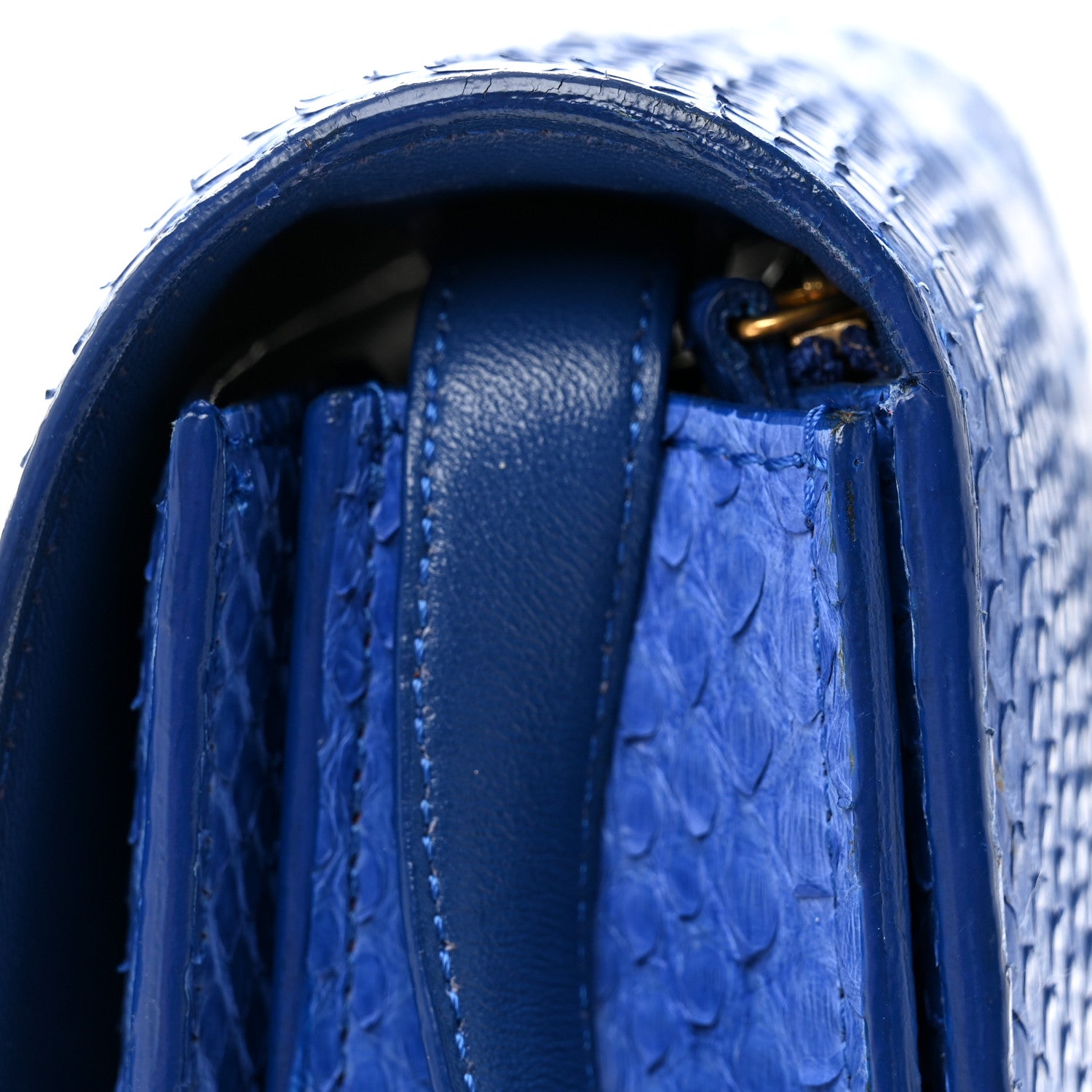 Celine Snakeskin Medium Classic Box Flap Blue 11 of 13