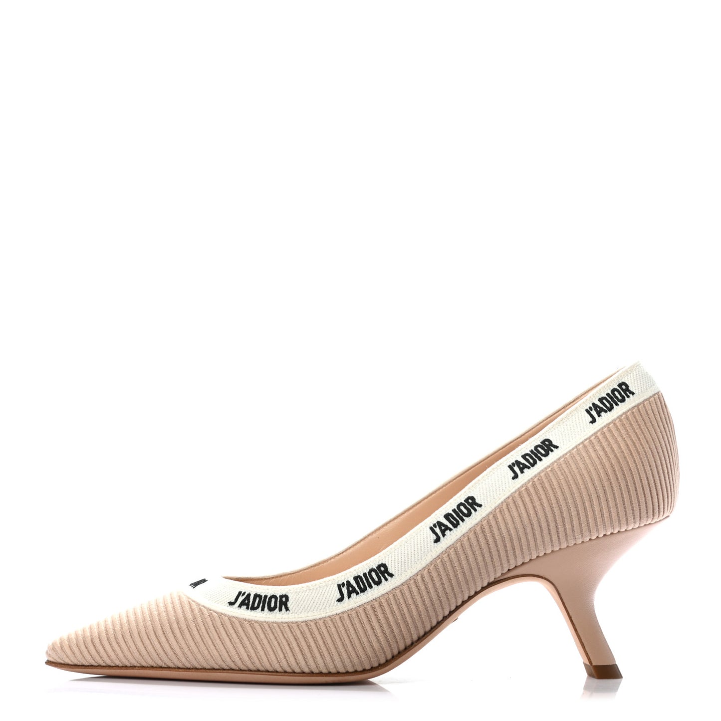 Technical Canvas Ribbon Embroidered J'Adior 65mm Pumps 38 Powder Nude