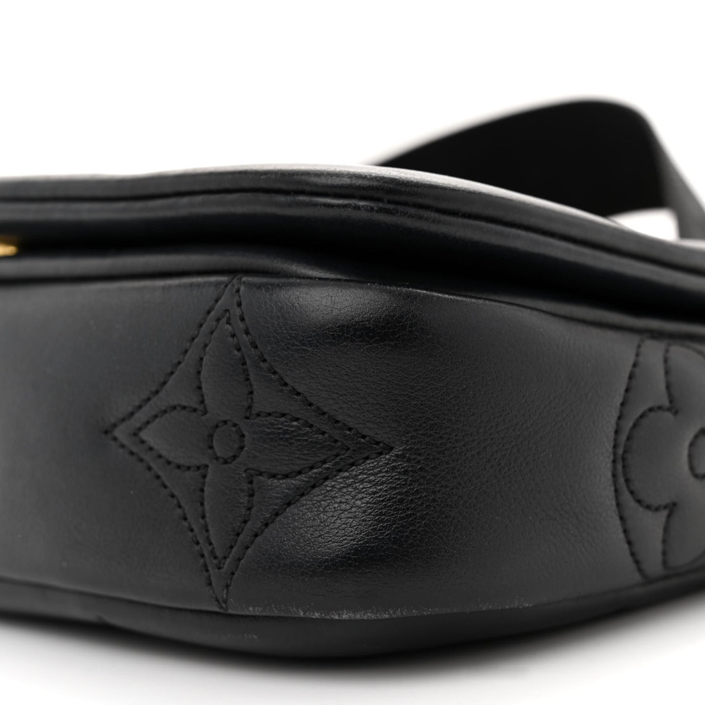 Calfskin Bubblegram Wallet On Strap Black