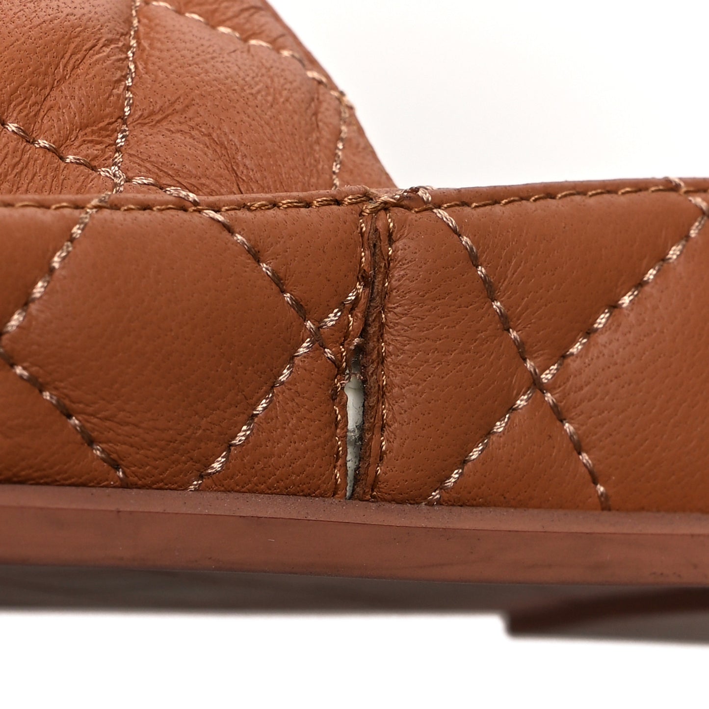 Lambskin Quilted CC Mules Sandals 39 Brown