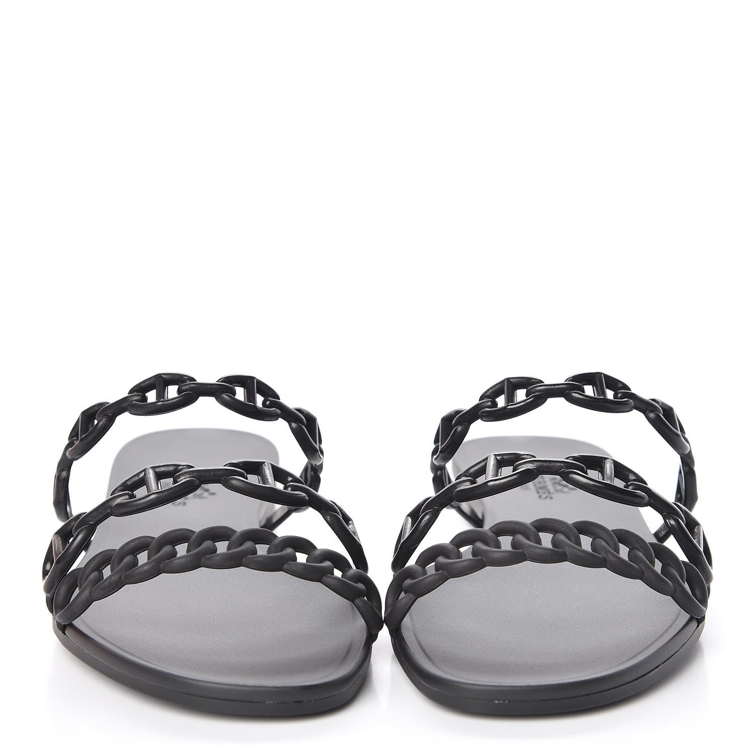 Hermes Rubber Chaine d'Ancre Rivage Sandals 35 Black 2 of 9