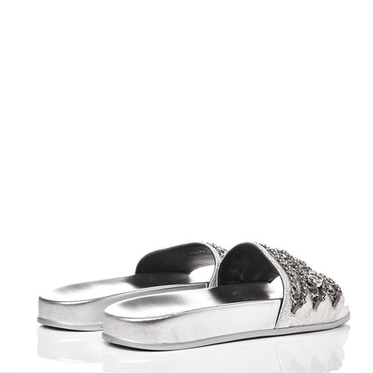 Chanel Metallic Lambskin Chain Flat Sandals 42 Silver 4 of 9