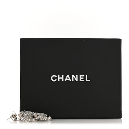 Chanel Baguette Crystal CC Drop Earrings Silver 5 of 5