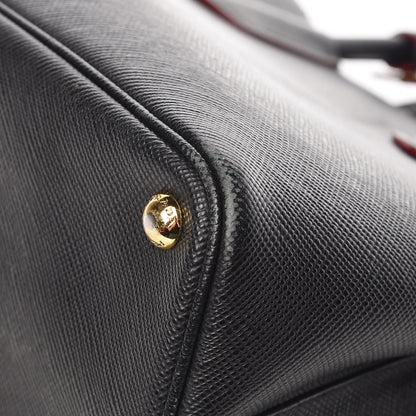 Prada Saffiano Cuir Medium Double Bag Black Fuoco 21 of 21