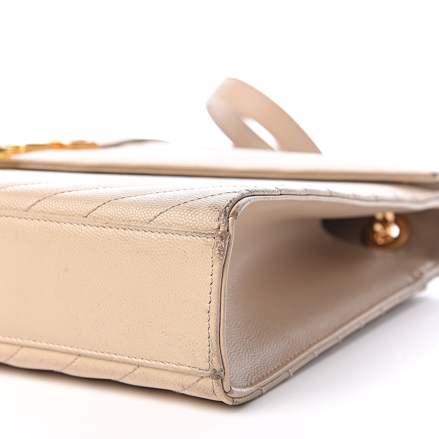 Saint Laurent Grain De Poudre Matelasse Chevron Large Monogram Satchel Nude Powder 6 of 18