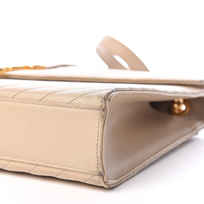 Saint Laurent Grain De Poudre Matelasse Chevron Large Monogram Satchel Nude Powder 6 of 18