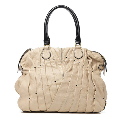 Valentino Garavani Lambskin Pleated Studded Maizeon Tote Beige 1 of 16