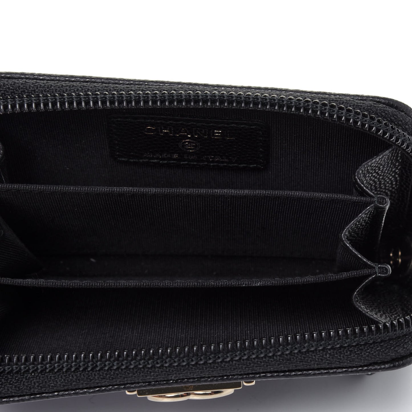 Caviar Quilted Boy Zip Around Coin Purse Wallet Black