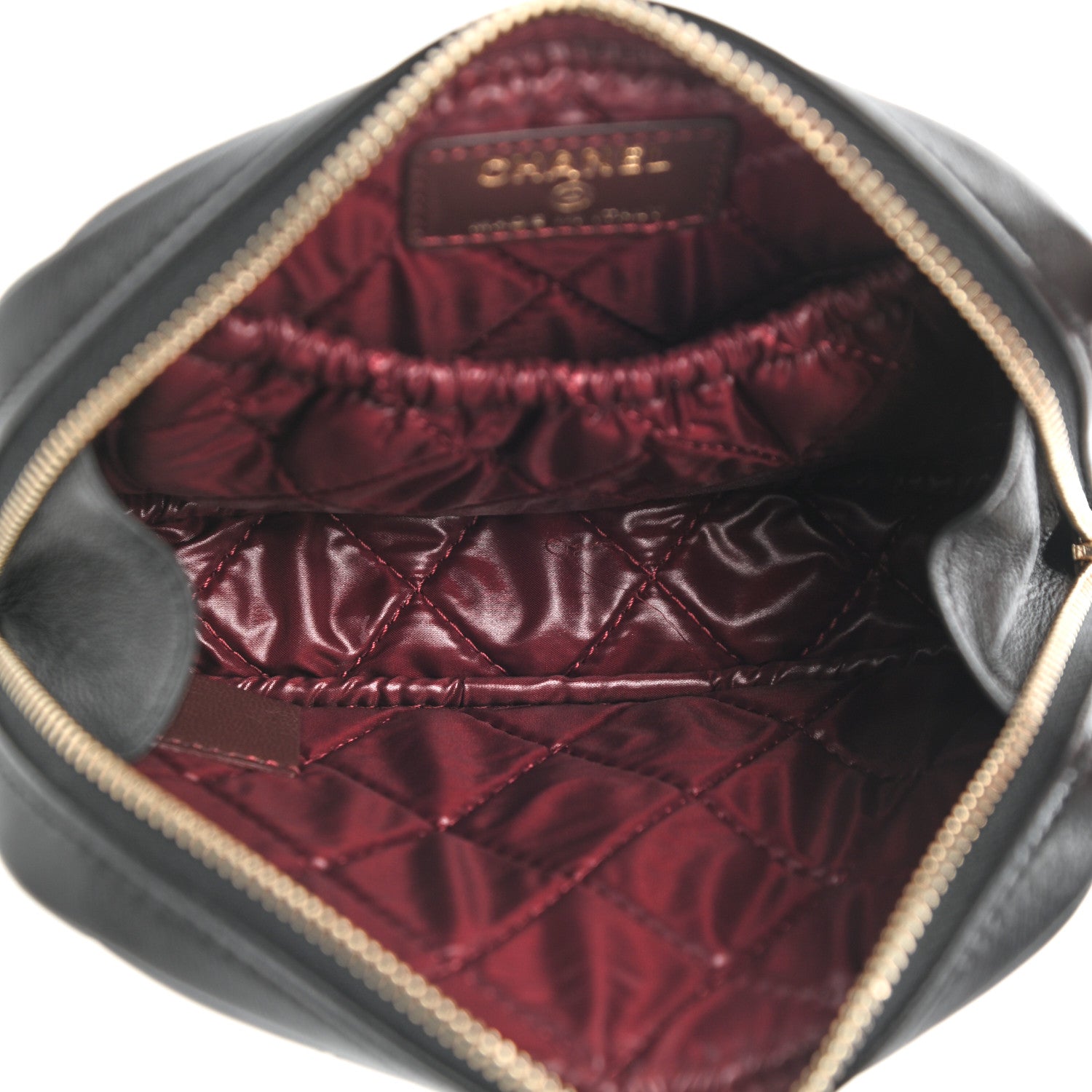 Chanel Lambskin Quilted Small Curvy Pouch Cosmetic Case Black 5 of 8